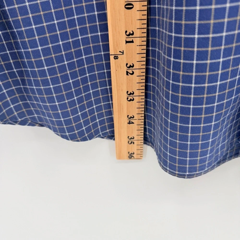 Duluth Trading Co Shirt Mens 2XLT Tall Blue‎ Plaid Grid Long Sleeve 54x35